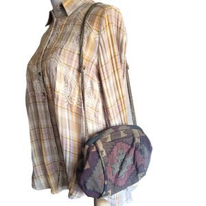 Vintage Teri Jo Aztec Brocade and Beaded Crossbody / Clutch Purse